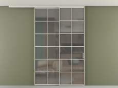 Перегородка Формато вдоль стены на потолок 2 створки с синхронным механизмом