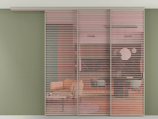 Перегородка Формато вдоль стены на потолок 3 створки с синхронным механизмом