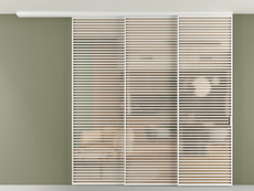 Перегородка Формато вдоль стены на потолок 3 створки с синхронным механизмом