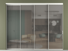 Перегородка Formato внутри проёма 4 створки с синхронным механизмом