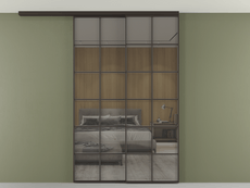 Перегородка Формато вдоль стены на потолок 2 створки с синхронным механизмом