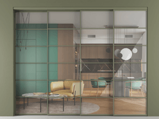 Перегородка Формато внутри проёма 4 створки с синхронным механизмом