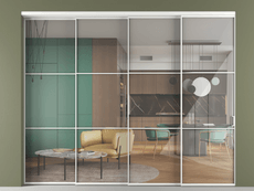 Перегородка Формато внутри проёма 4 створки с синхронным механизмом