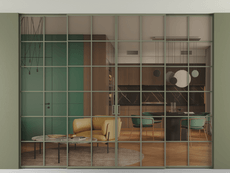 Перегородка Формато внутри проёма скрытое крепление в потолок 4 створки