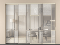 Перегородка Мозаик внутри проёма 4 створки с синхронным механизмом