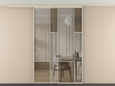 Перегородка Mosaic вдоль стены на потолок 2 створки с синхронным механизмом