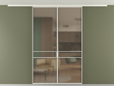 Перегородка Formato вдоль стены на потолок 2 створки