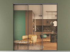 Перегородка Formato внутри проёма 3 створки с синхронным механизмом