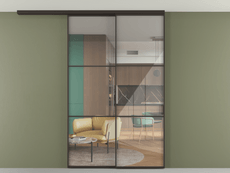 Перегородка Формато вдоль стены на потолок 2 створки с синхронным механизмом