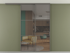 Перегородка Формато вдоль стены на потолок 2 створки с синхронным механизмом