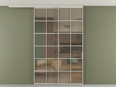 Перегородка Формато вдоль стены на потолок 2 створки с синхронным механизмом