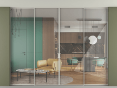 Перегородка Формато внутри проёма скрытое крепление в потолок 4 створки