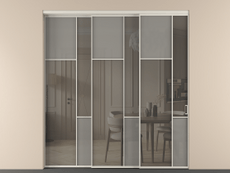 Перегородка Мозаик внутри проёма 3 створки с синхронным механизмом