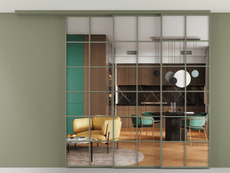 Перегородка Formato вдоль стены на потолок 3 створки с синхронным механизмом