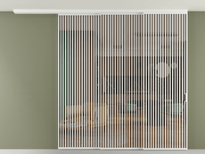 Перегородка Formato вдоль стены на потолок 3 створки с синхронным механизмом