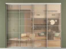 Перегородка Формато внутри проёма 4 створки с синхронным механизмом