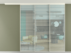 Перегородка Formato вдоль стены на потолок 3 створки с синхронным механизмом