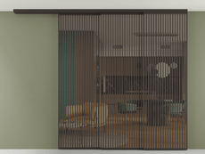 Перегородка Формато вдоль стены на потолок 3 створки с синхронным механизмом