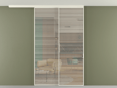 Перегородка Формато вдоль стены на потолок 2 створки с синхронным механизмом