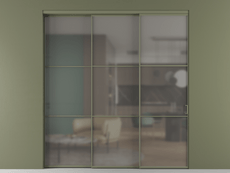 Перегородка Formato внутри проёма 3 створки с синхронным механизмом