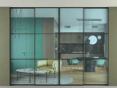 Перегородка Formato внутри проёма скрытое крепление в потолок 4 створки