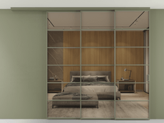 Перегородка Формато вдоль стены на потолок 3 створки с синхронным механизмом