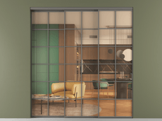 Перегородка Formato внутри проёма 3 створки с синхронным механизмом