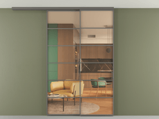 Перегородка Формато вдоль стены на потолок 2 створки с синхронным механизмом