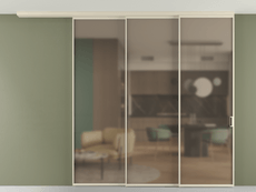 Перегородка Формато вдоль стены на потолок 3 створки с синхронным механизмом