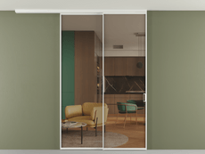 Перегородка Формато вдоль стены на потолок 2 створки с синхронным механизмом