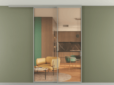 Перегородка Формато вдоль стены на потолок 2 створки с синхронным механизмом