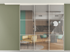 Перегородка Формато вдоль стены на потолок 3 створки с синхронным механизмом