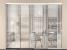 Перегородка Мозаик внутри проёма 4 створки с синхронным механизмом