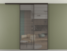 Перегородка Формато вдоль стены на потолок 2 створки с синхронным механизмом