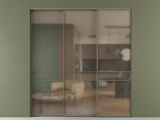 Перегородка Formato внутри проёма 3 створки с синхронным механизмом