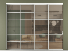 Перегородка Формато внутри проёма 4 створки с синхронным механизмом