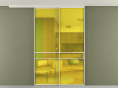 Перегородка Formato вдоль стены на потолок 2 створки с синхронным механизмом