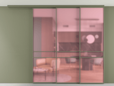 Перегородка Formato вдоль стены на потолок 3 створки с синхронным механизмом