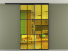 Перегородка Формато вдоль стены на потолок 2 створки с синхронным механизмом