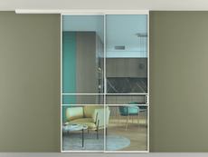 Перегородка Формато вдоль стены на потолок 2 створки с синхронным механизмом