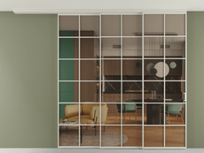 Перегородка Formato вдоль стены на потолок 3 створки с синхронным механизмом