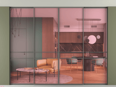 Перегородка Formato внутри проёма скрытое крепление в потолок 4 створки