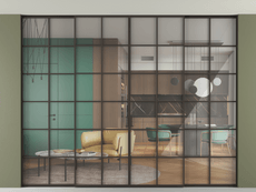 Перегородка Формато внутри проёма скрытое крепление в потолок 4 створки