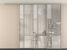 Перегородка Мозаик вдоль стены на потолок 3 створки с синхронным механизмом