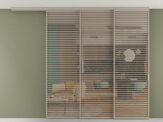 Перегородка Формато вдоль стены на потолок 3 створки с синхронным механизмом