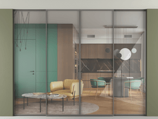 Перегородка Формато внутри проёма скрытое крепление в потолок 4 створки