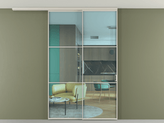 Перегородка Формато вдоль стены на потолок 2 створки с синхронным механизмом