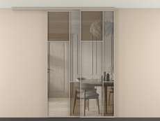 Перегородка Mosaic вдоль стены на потолок 2 створки с синхронным механизмом