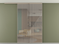 Перегородка Формато вдоль стены на потолок 2 створки с синхронным механизмом