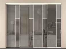 Перегородка Мозаик внутри проёма 4 створки с синхронным механизмом